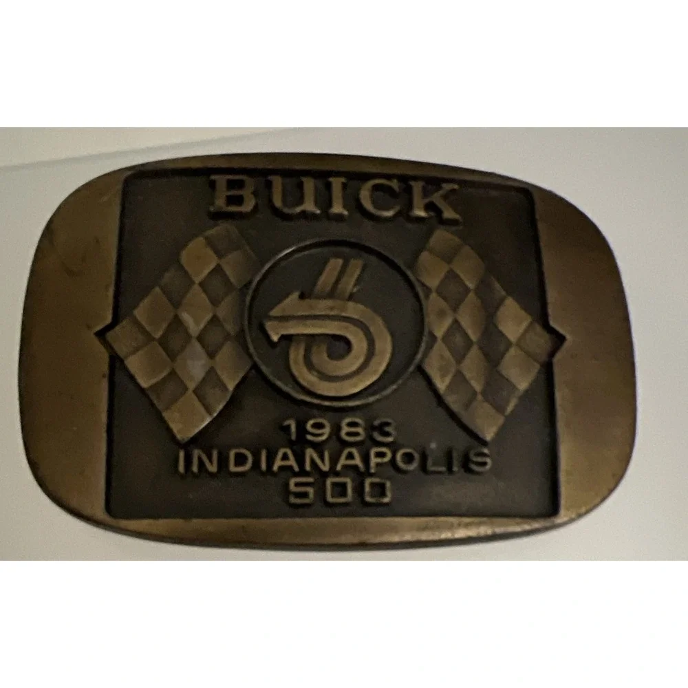 1983 Indy 500 Buick Bronze Belt Buckle Riviera Pace Car Vintage Collectible